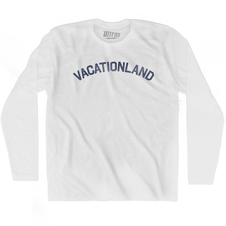 Maine Vacationland State Nickname Adult Cotton Long Sleeve T-shirt - White