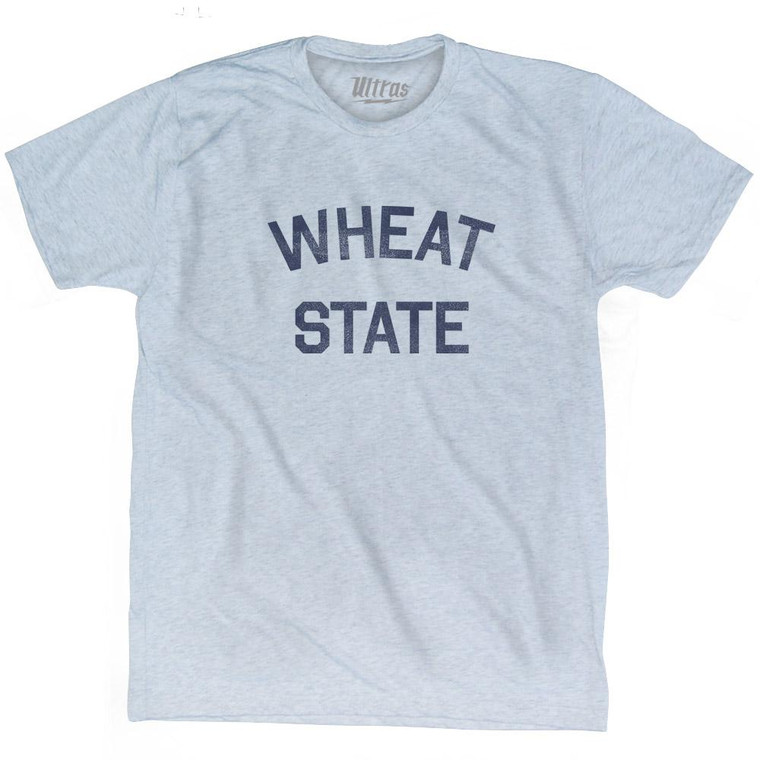 Kansas Wheat State Nickname Adult Tri-Blend T-shirt - Athletic White