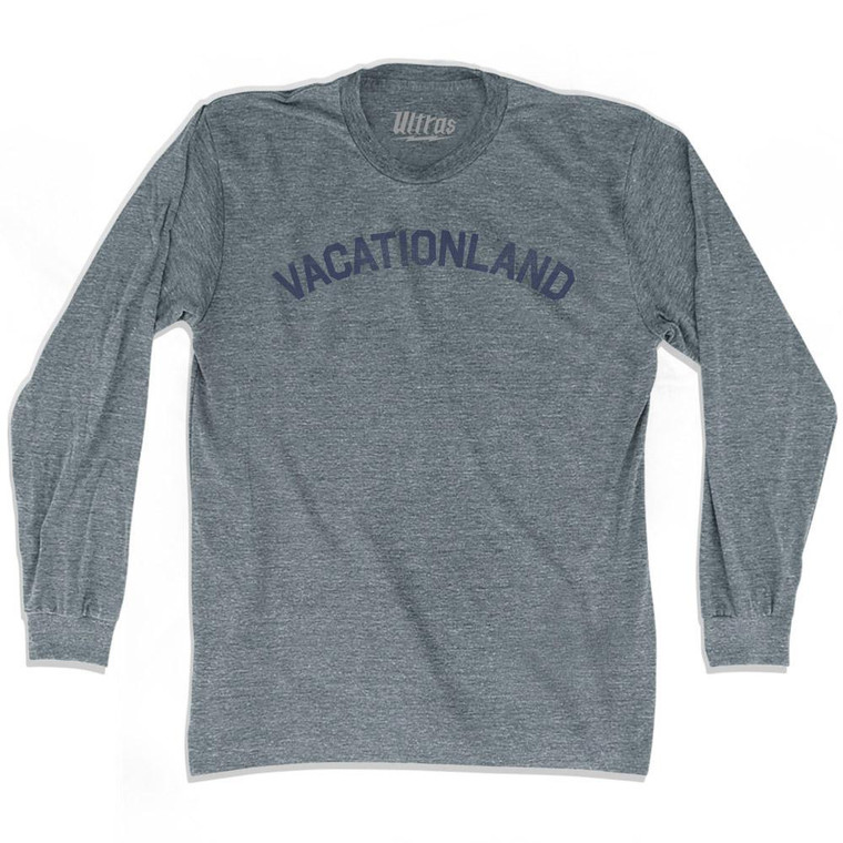 Maine Vacationland State Nickname Adult Tri-Blend Long Sleeve T-shirt - Athletic Grey