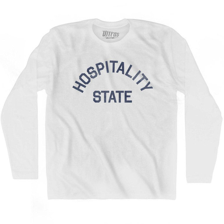 Indiana Hospitality State Nickname Adult Cotton Long Sleeve T-shirt - White