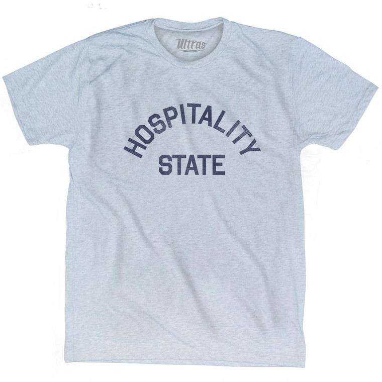 Indiana Hospitality State Nickname Adult Tri-Blend T-shirt - Athletic White
