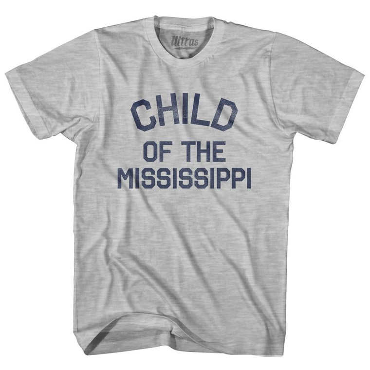 Louisiana Child of the Mississippi Nickname Adult Cotton T-shirt-Grey Heather