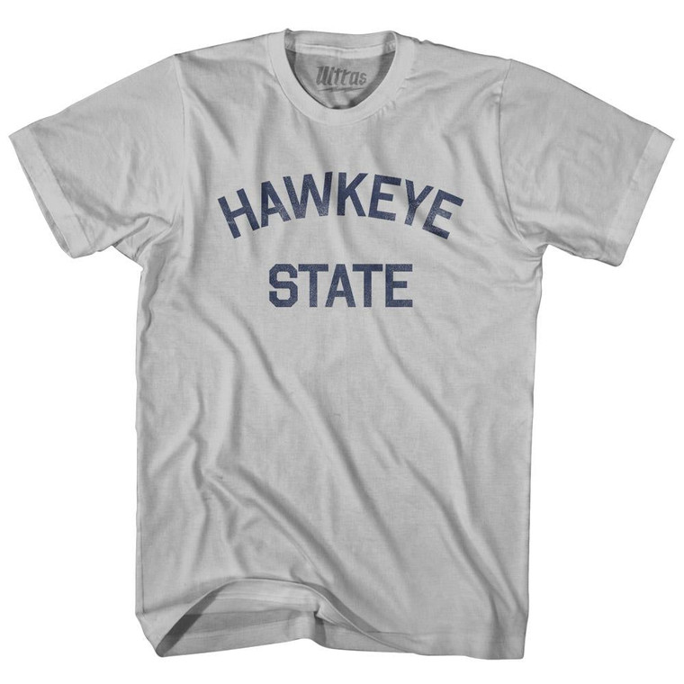 Iowa Hawkeye State Nickname Adult Cotton T-shirt - Cool Grey