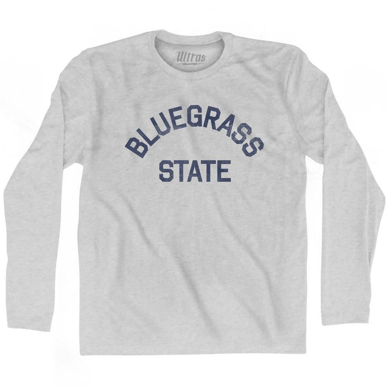 Kentucky Bluegrass State Nickname Adult Cotton Long Sleeve T-shirt-Grey Heather