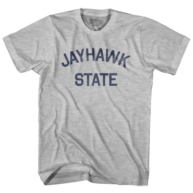 Kansas Jayhawk State Nickname Youth Cotton T-shirt-Grey Heather