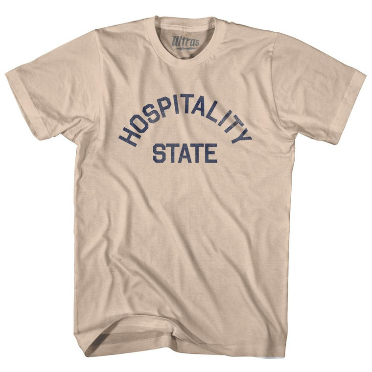 Indiana Hospitality State Nickname Adult Cotton T-shirt - Creme