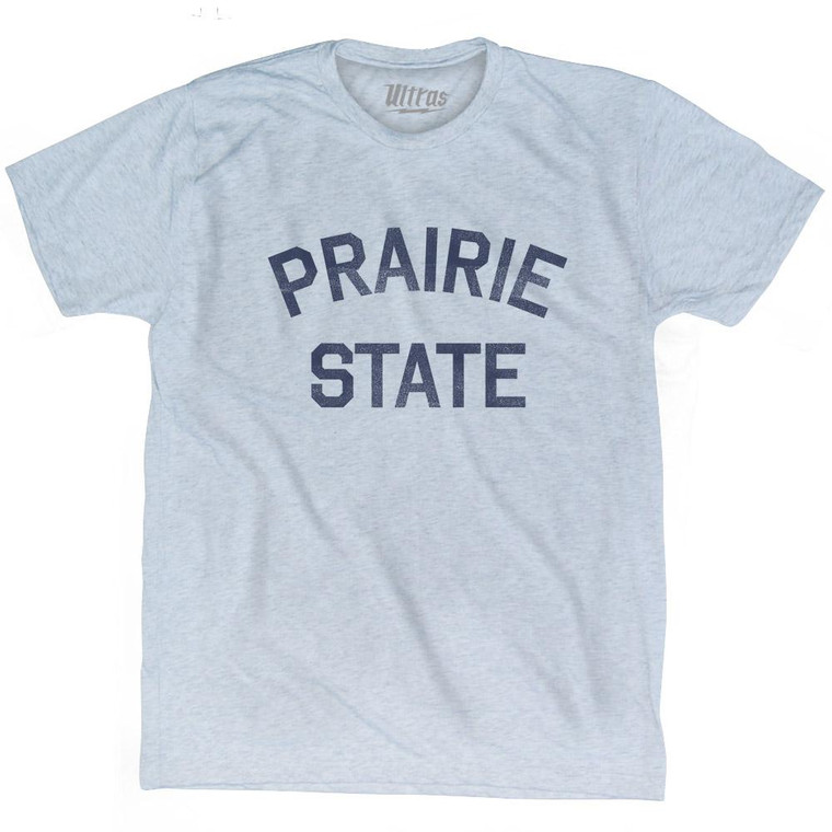 Illinois Prairie State Nickname Adult Tri-Blend T-shirt - Athletic White