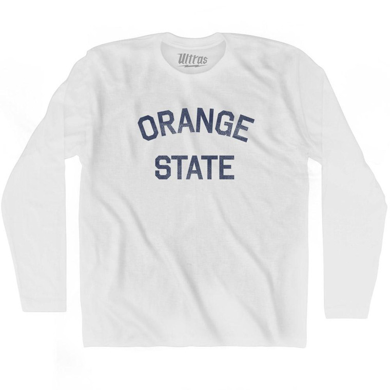 Florida Orange State Nickname Adult Cotton Long Sleeve T-shirt-White