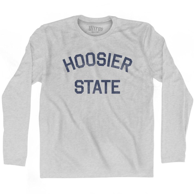 Indiana Hoosier State Nickname Adult Cotton Long Sleeve T-shirt-Grey Heather