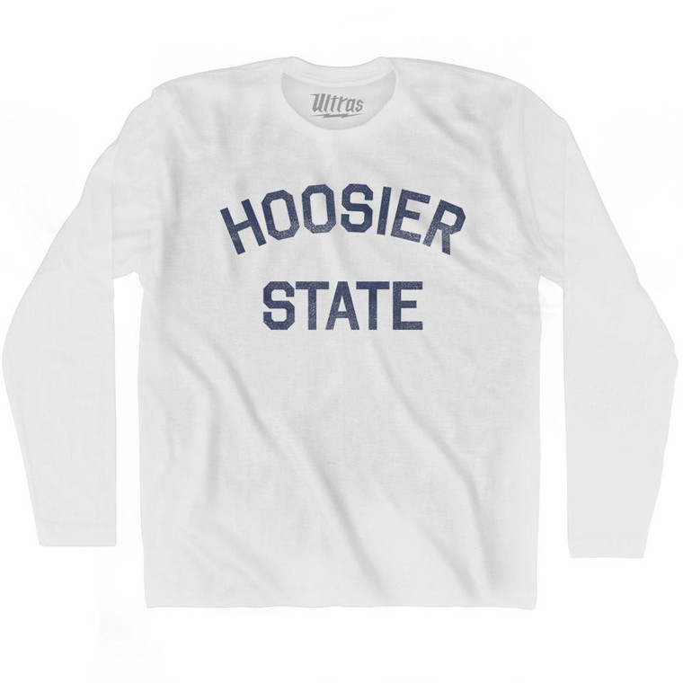 Indiana Hoosier State Nickname Adult Cotton Long Sleeve T-shirt - White