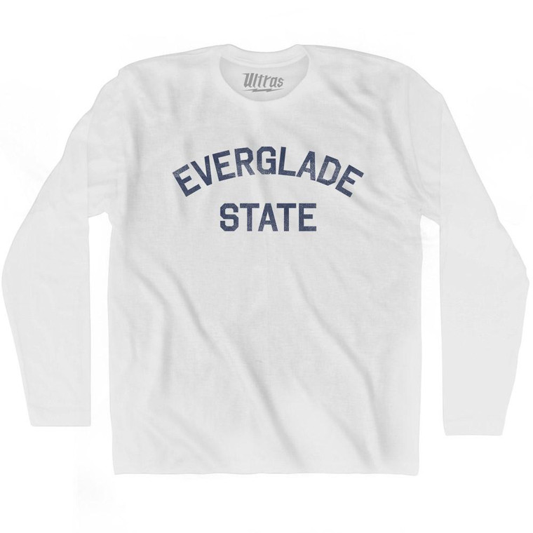 Florida Everglade State Nickname Adult Cotton Long Sleeve T-shirt - White
