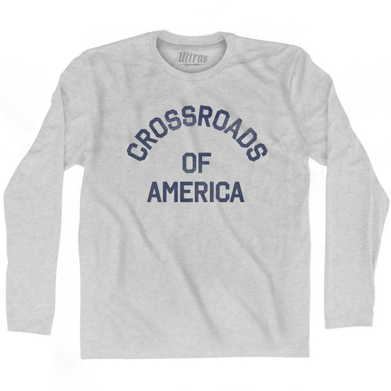 Indiana Crossroads of America Nickname Adult Cotton Long Sleeve T-shirt - Grey Heather