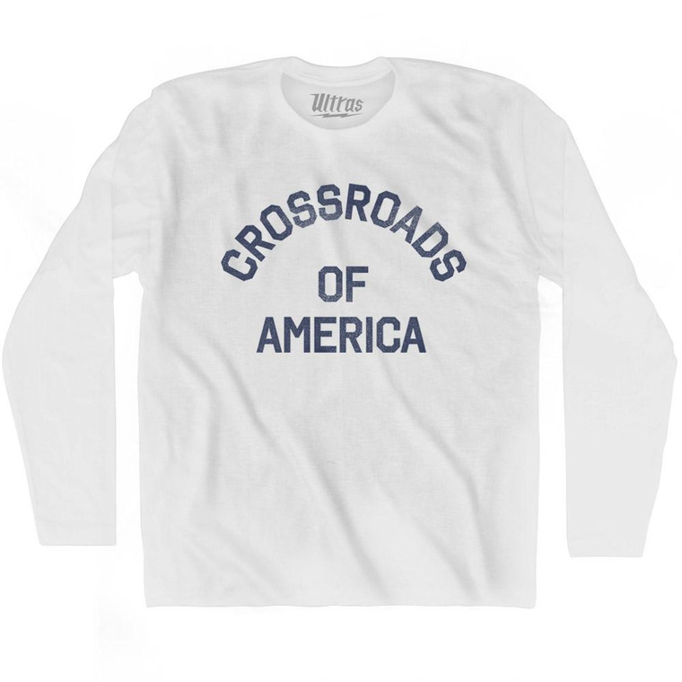 Indiana Crossroads of America Nickname Adult Cotton Long Sleeve T-shirt - White