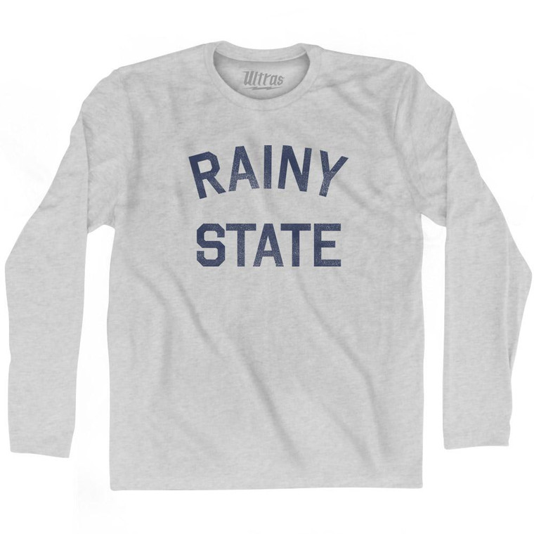 Illinois Rainy State Nickname Adult Cotton Long Sleeve T-shirt - Grey Heather