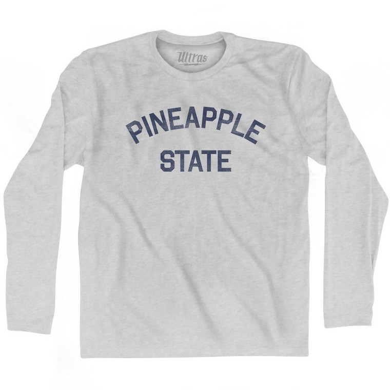 Hawaii Pineapple State Nickname Adult Cotton Long Sleeve T-shirt - Grey Heather