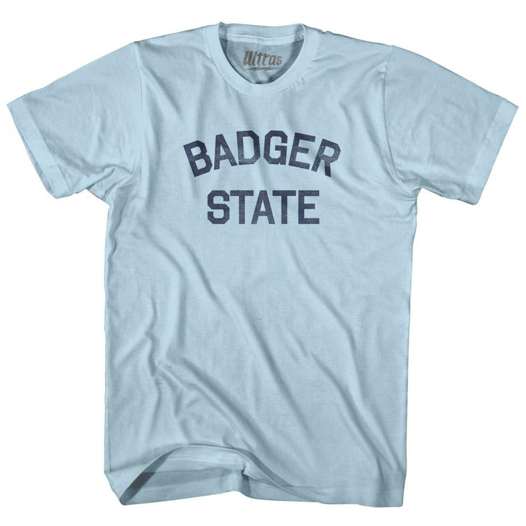 Wisconsin Badger State Nickname Adult Cotton T-shirt-Light Blue