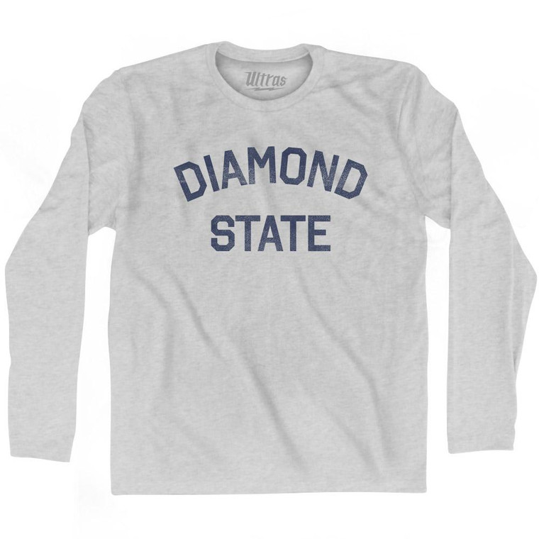 Delaware Diamond State Nickname Adult Cotton Long Sleeve T-shirt - Grey Heather