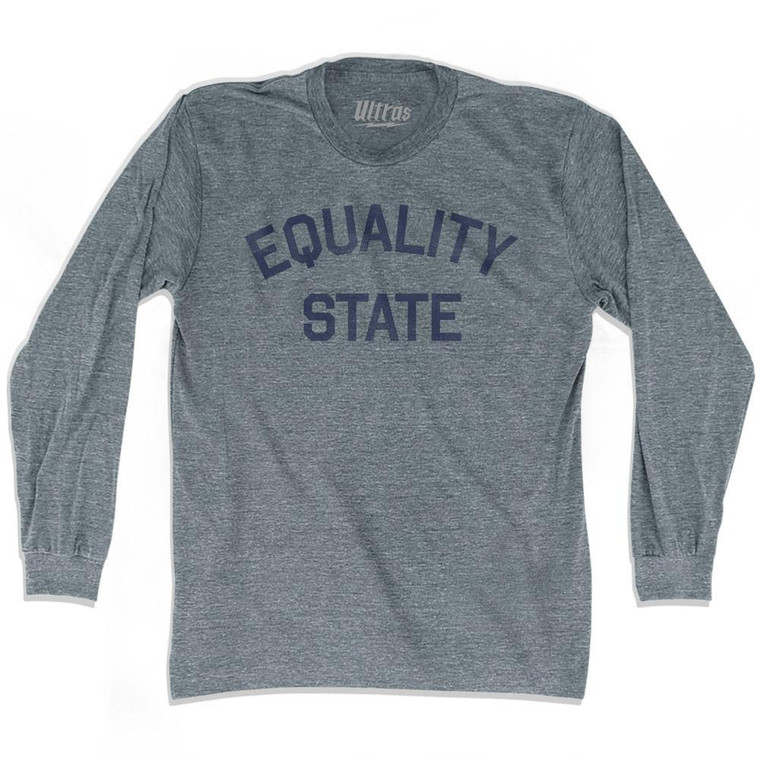 Wyoming Equality State Nickname Adult Tri-Blend Long Sleeve T-shirt - Athletic Grey