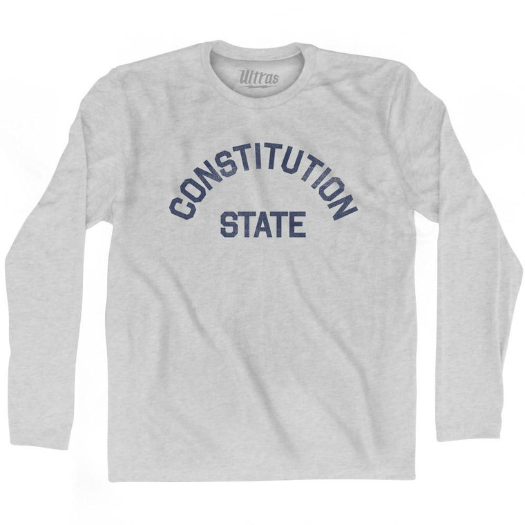 Connecticut Constitution State Nickname Adult Cotton Long Sleeve T-shirt - Grey Heather