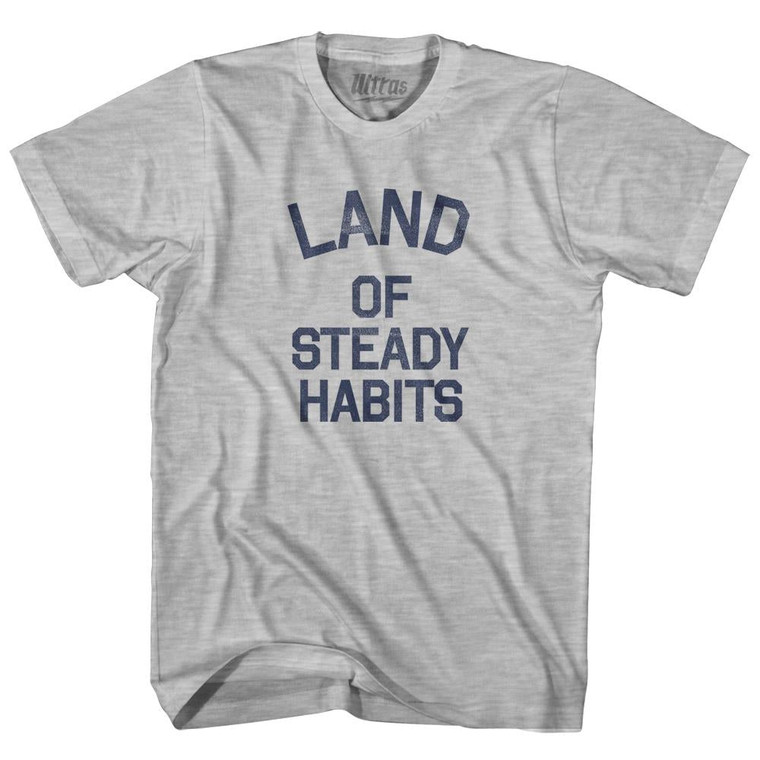 Connecticut Land of Steady Habits Nickname Adult Cotton T-shirt - Grey Heather
