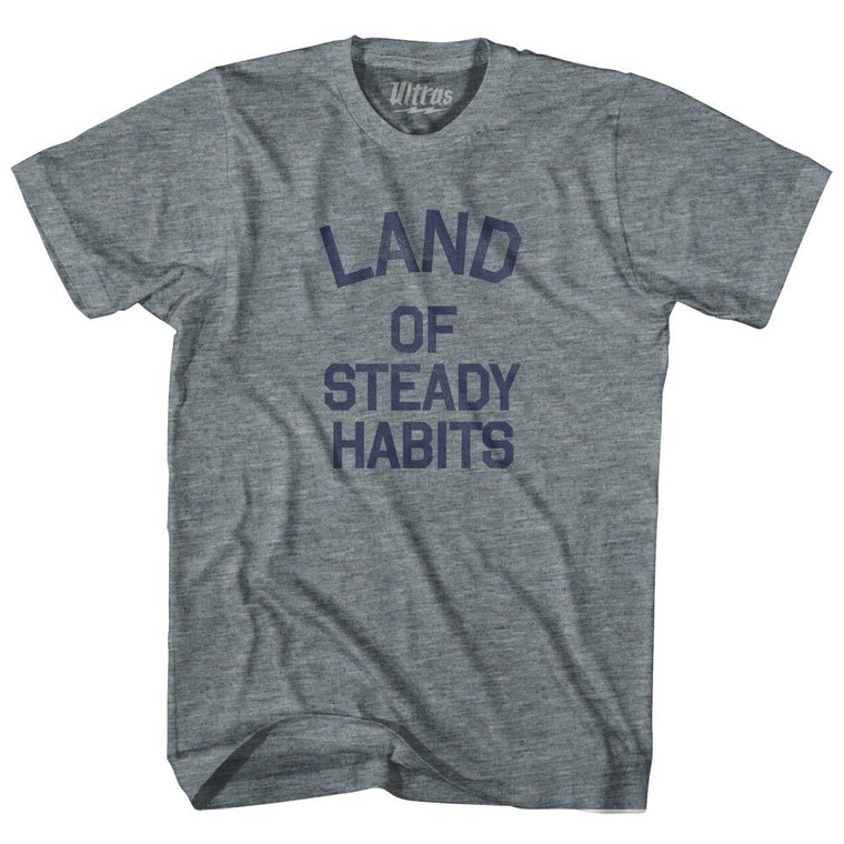 Connecticut Land of Steady Habits Nickname Womens Tri-Blend Junior Cut T-Shirt-Athletic Grey