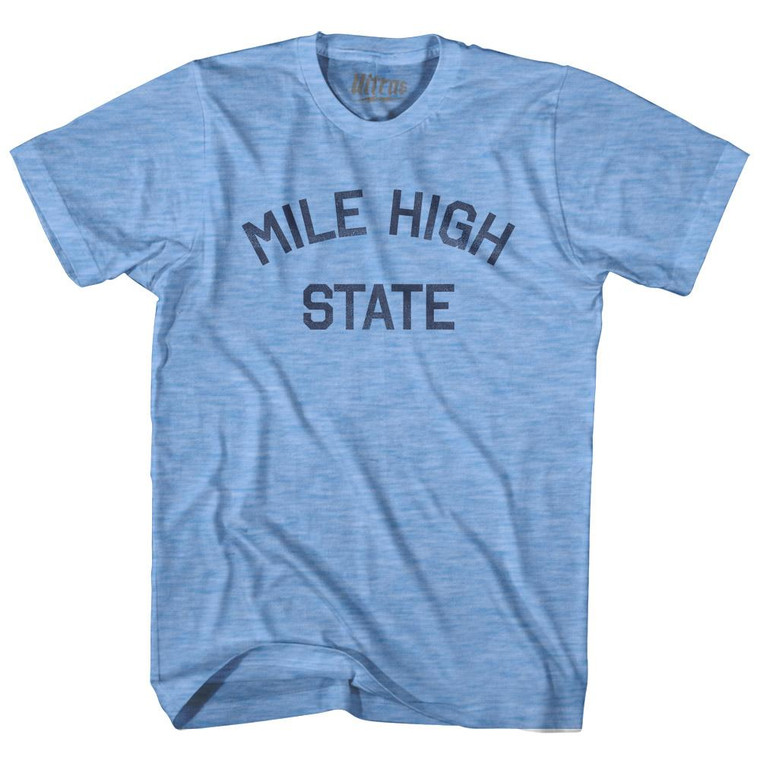 Colorado Mile High State Nickname Adult Tri-Blend T-shirt - Athletic Blue