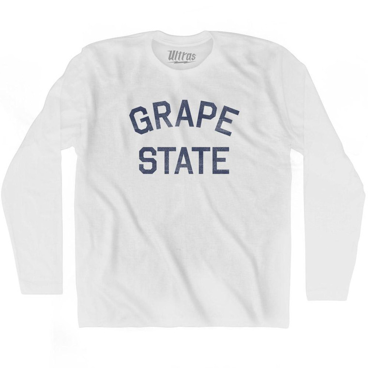 California Grape State Nickname Adult Cotton Long Sleeve T-shirt - White