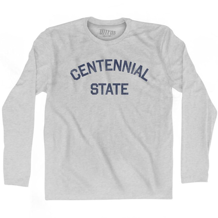 Colorado Centennial State Nickname Adult Cotton Long Sleeve T-shirt - Grey Heather