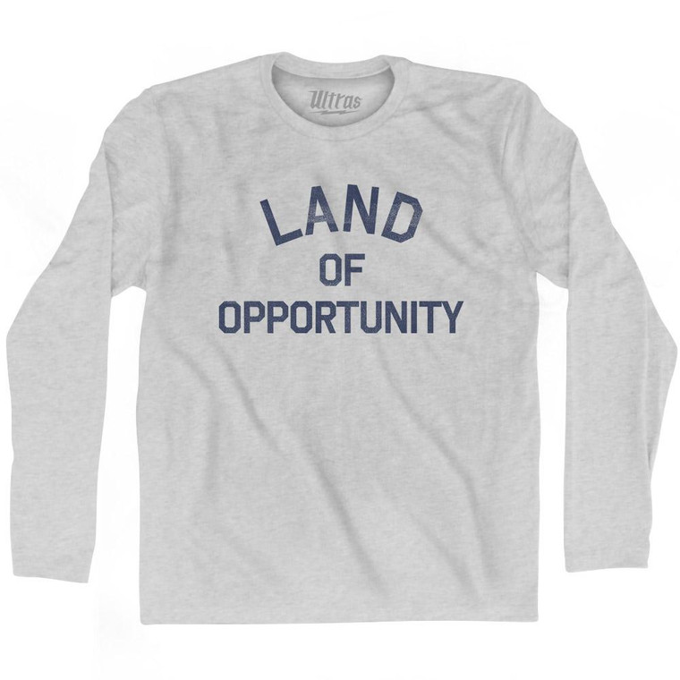 Arkansas Land of Opportunity Nickname Adult Cotton Long Sleeve T-shirt - Grey Heather