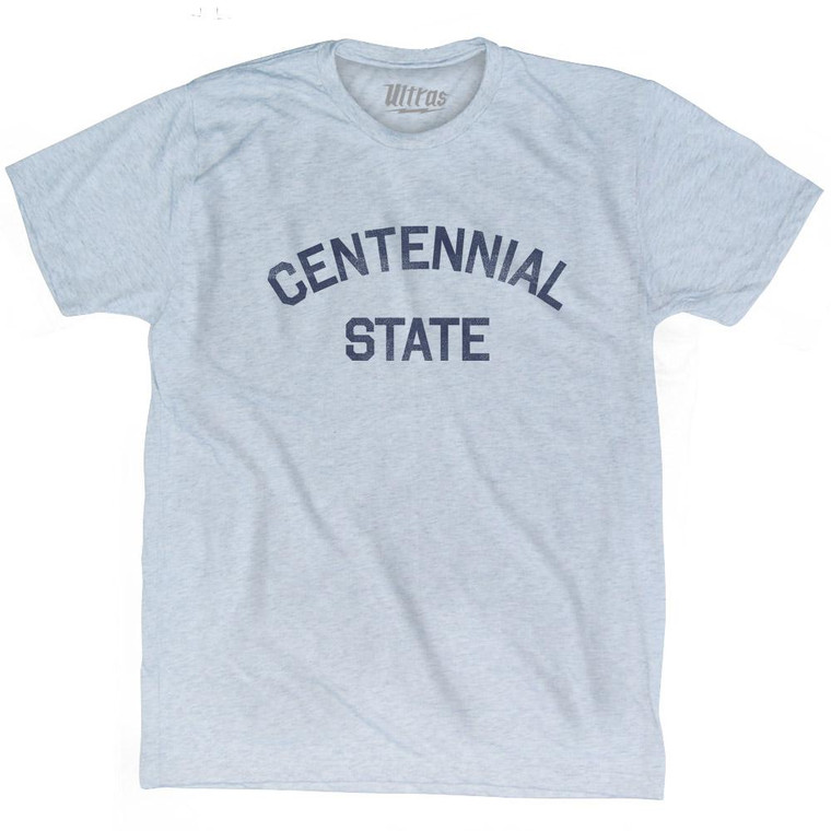 Colorado Centennial State Nickname Adult Tri-Blend T-shirt - Athletic White