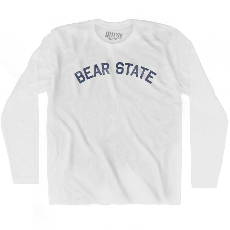 Arkansas Bear State Nickname Adult Cotton Long Sleeve T-shirt-White