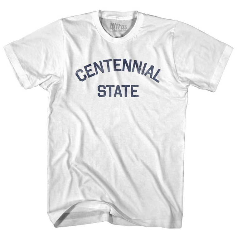 Colorado Centennial State Nickname Adult Cotton T-shirt-White