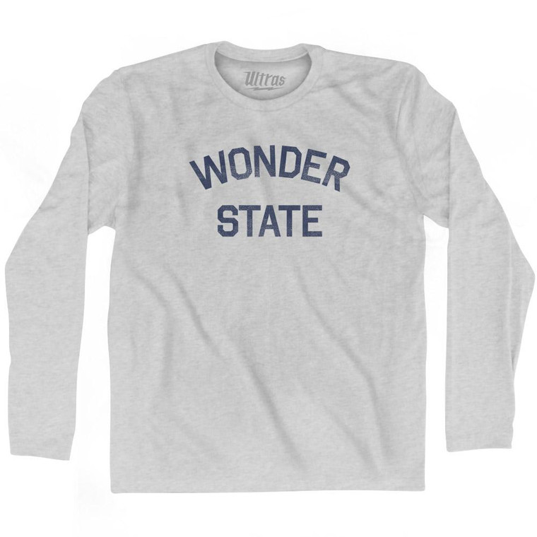 Arkansas Wonder State Nickname Adult Cotton Long Sleeve T-shirt - Grey Heather