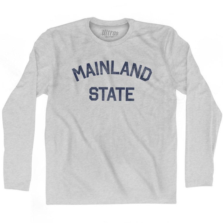 Alaska Mainland State Nickname Adult Cotton Long Sleeve T-shirt - Grey Heather