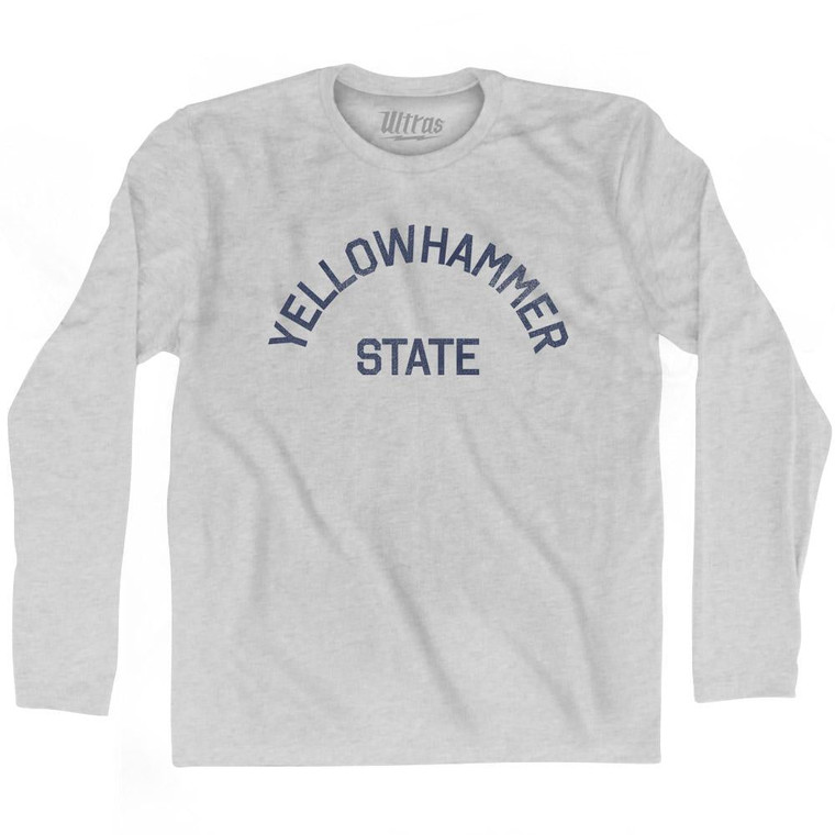 Alabama Yellow Hammer State Nickname Adult Cotton Long Sleeve T-shirt - Grey Heather