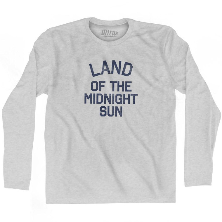 Alaska Land of the Midnight Sun Nickname Adult Cotton Long Sleeve T-shirt - Grey Heather