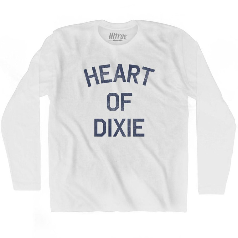 Alabama Heart of Dixie Nickname Adult Cotton Long Sleeve T-shirt - White