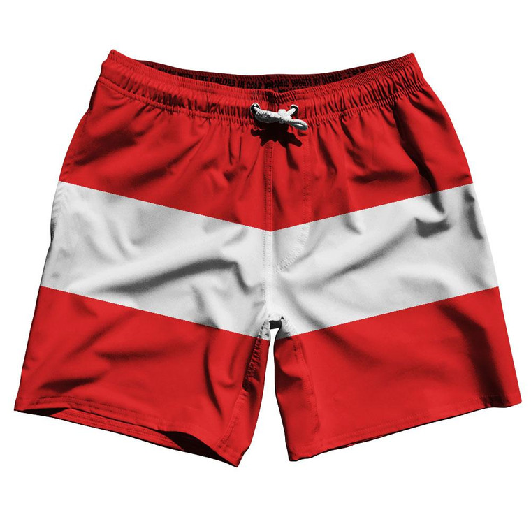 Austria Country Flag 7.5" Swim Shorts Made in USA - Red White