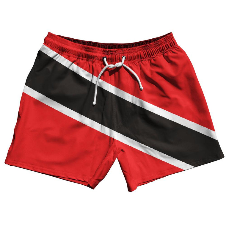 Trinidad and Tobago Country Flag 5" Swim Shorts Made in USA - Red White