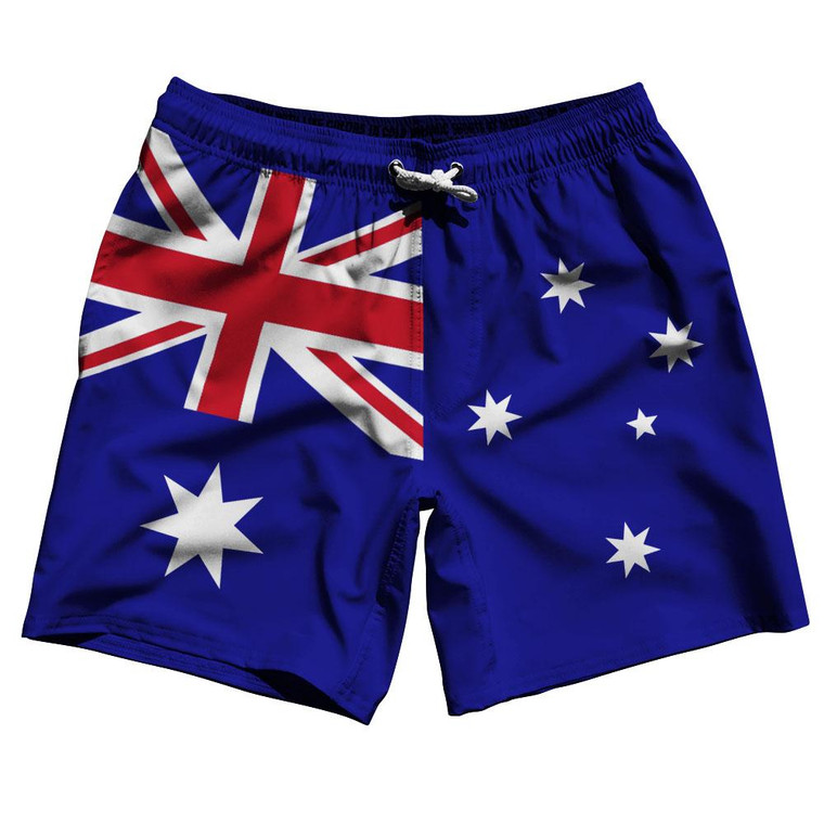 Australia Country Flag 7.5" Swim Shorts Made in USA - Blue White