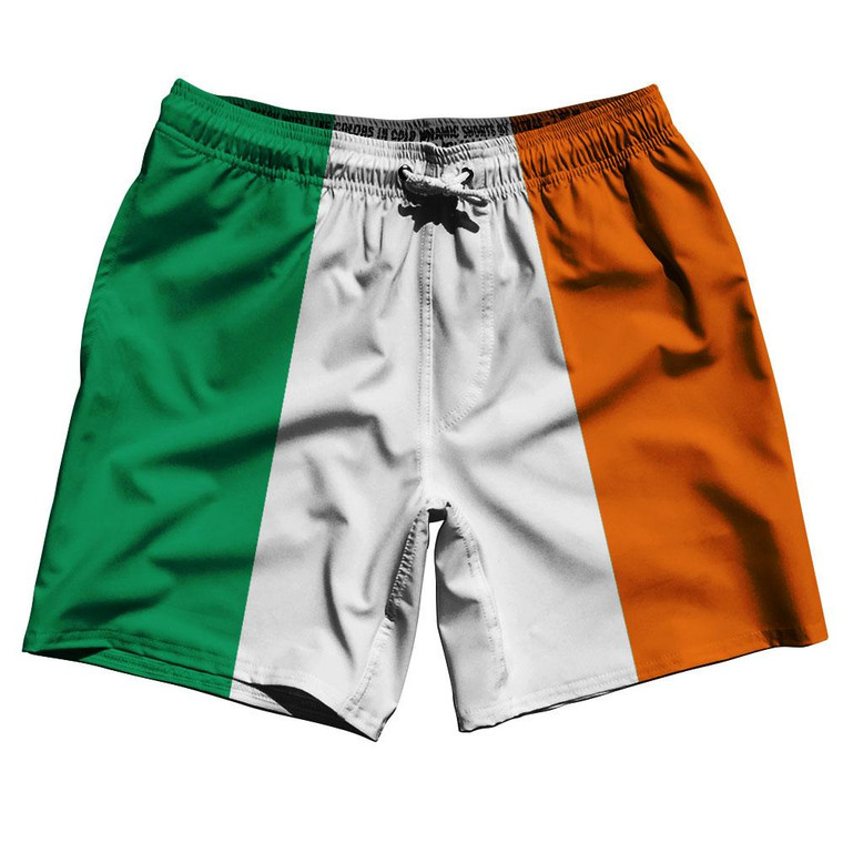 Ireland Country Flag 7.5" Swim Shorts Made in USA - Green White Orange