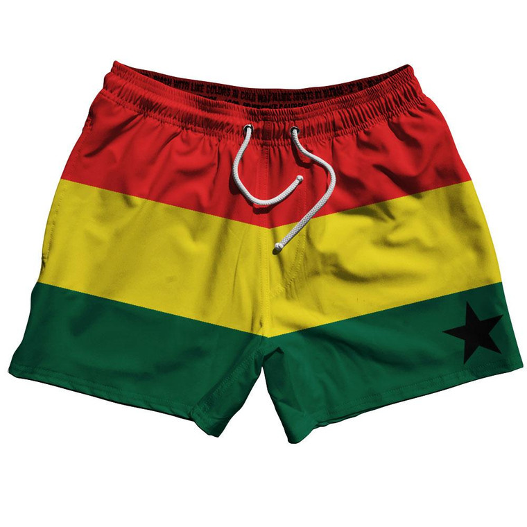 Ghana Country Flag 5" Swim Shorts Made in USA - Red Green Yellow