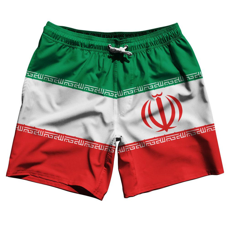 Iran Country Flag 7.5" Swim Shorts Made in USA - Green White Red