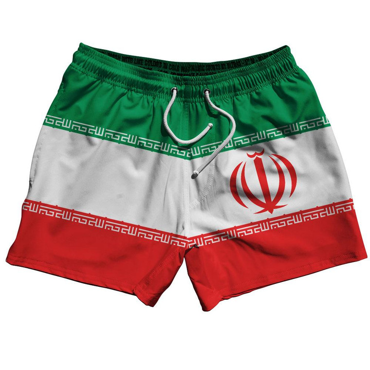 Iran Country Flag 5" Swim Shorts Made in USA-Green White Red