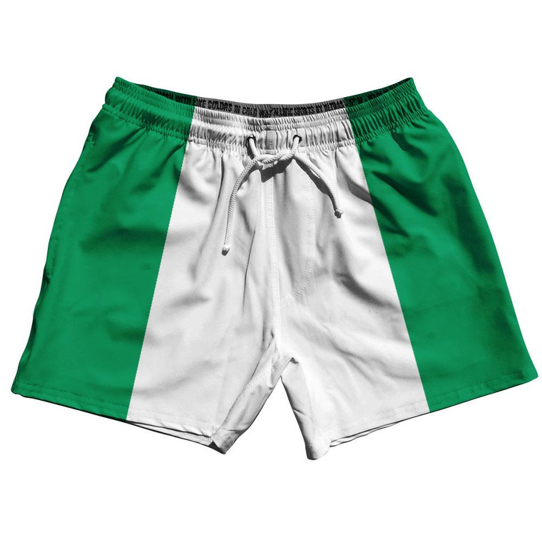 Nigeria Country Flag 5" Swim Shorts Made in USA - Green White