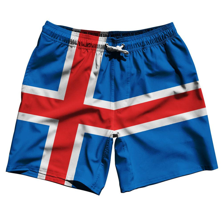 Iceland Country Flag 7.5" Swim Shorts Made in USA - White Blue