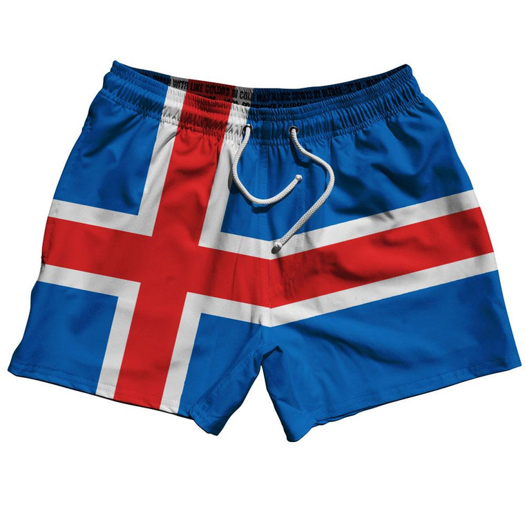 Iceland Country Flag 5" Swim Shorts Made in USA - White Blue