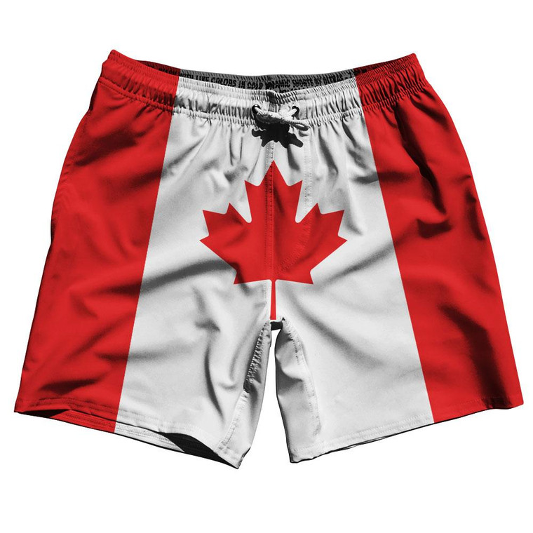 Canada Country Flag 7.5" Swim Shorts Made in USA - Red White