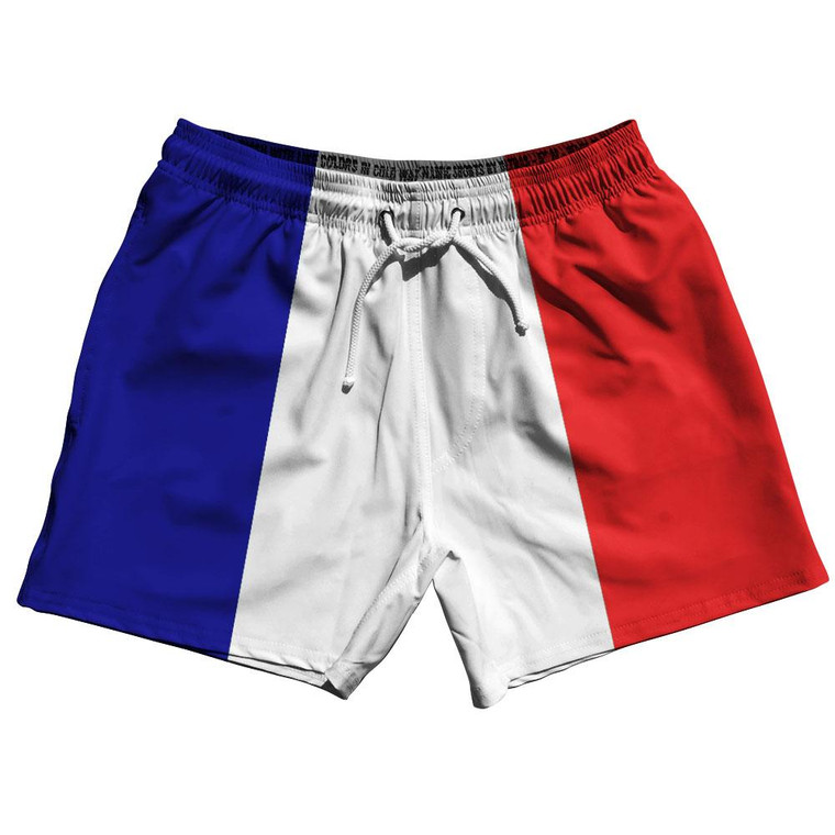 France Country Flag 5" Swim Shorts Made in USA - Red White Blue