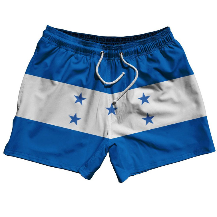 Honduras Country Flag 5" Swim Shorts Made in USA-White Blue